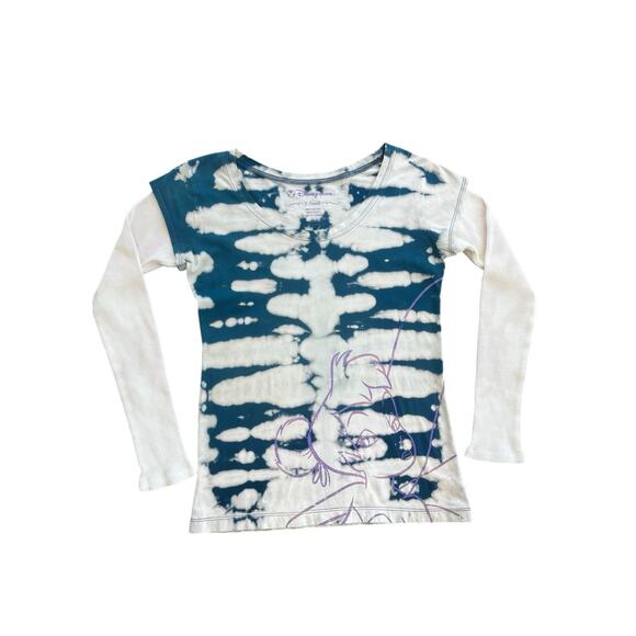 Vintage Disney Y2K Tinkerbell Custom Tie Dye Layered Long Sleeve Size XS Hippie - Picture 1 of 6